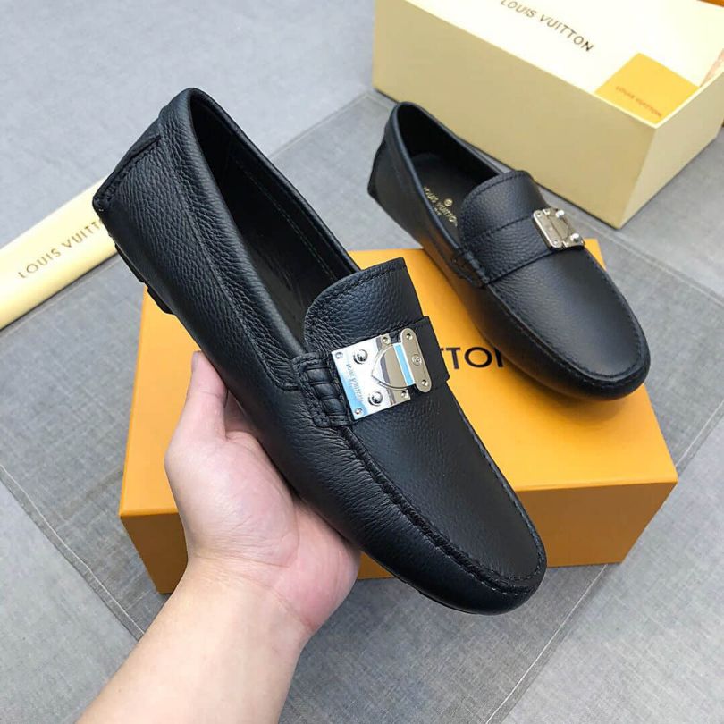 2019 LV Leather Black Men Loafers