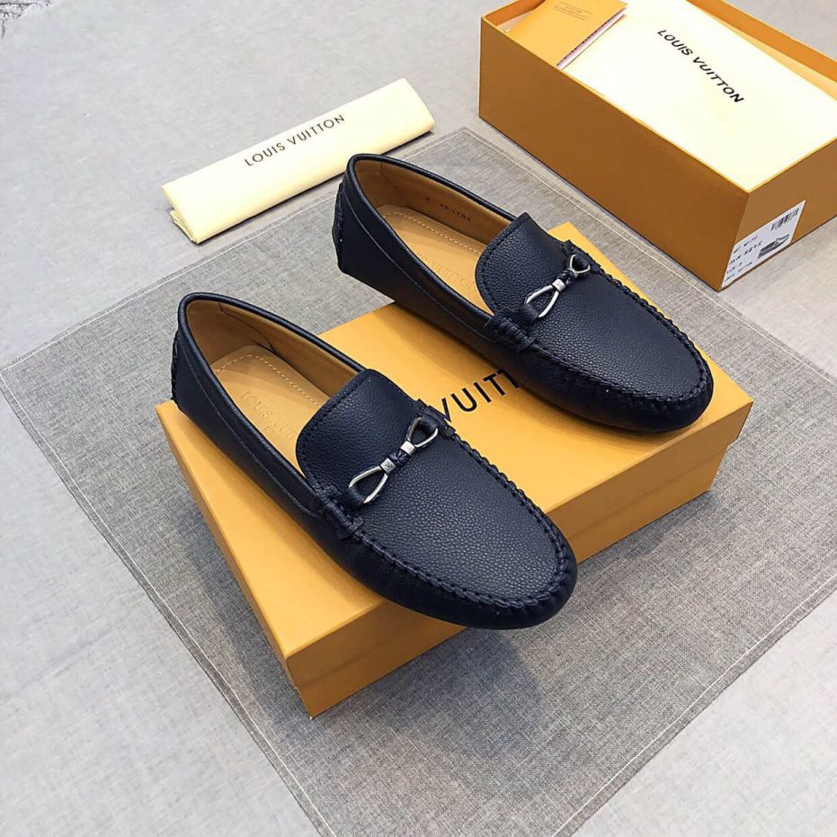 2019 LV Leather Apricot Men Loafers