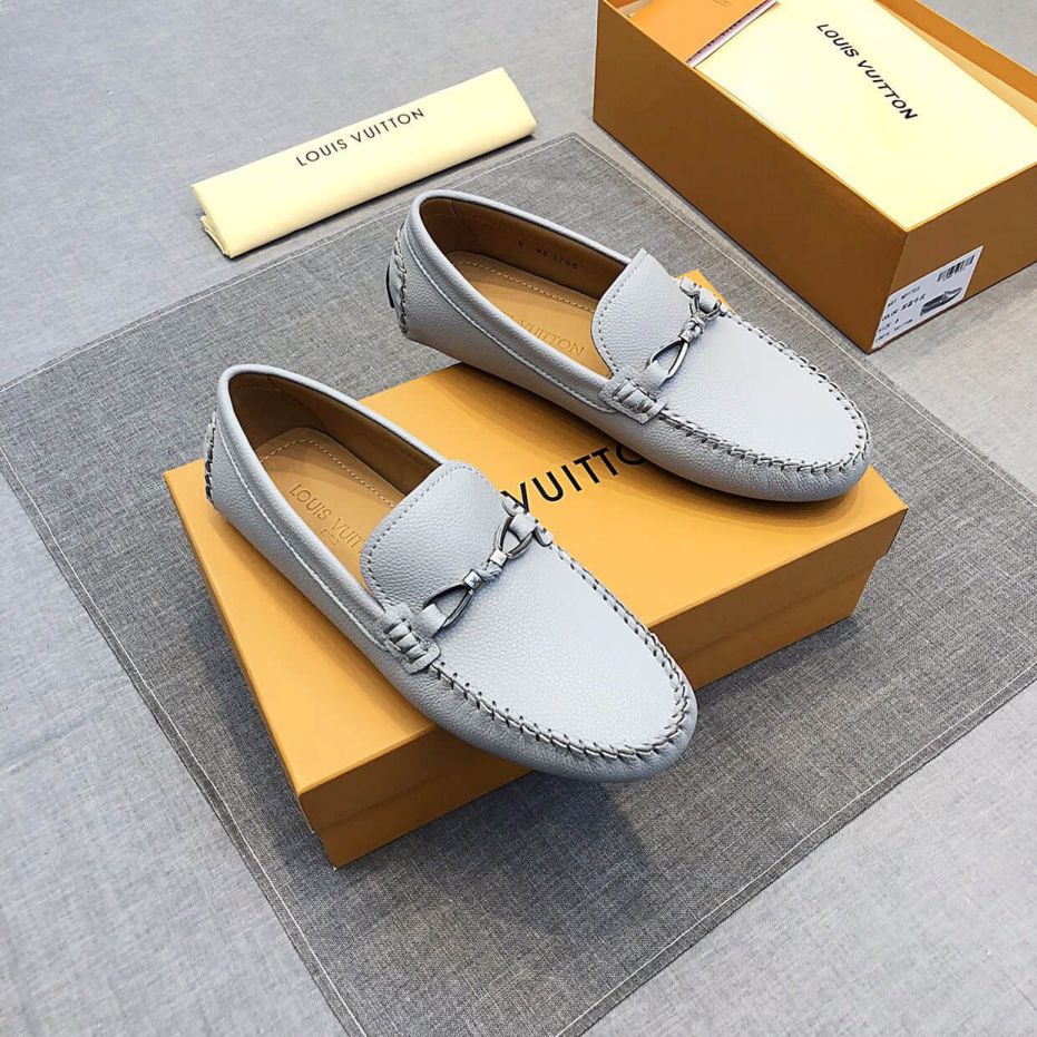 2019 LV Leather Apricot Men Loafers