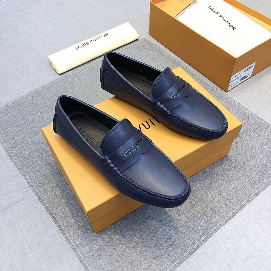 2019 LV Leather Apricot Men Loafers