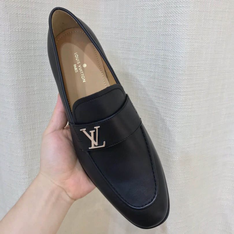 LV Black Men Leather Shoes