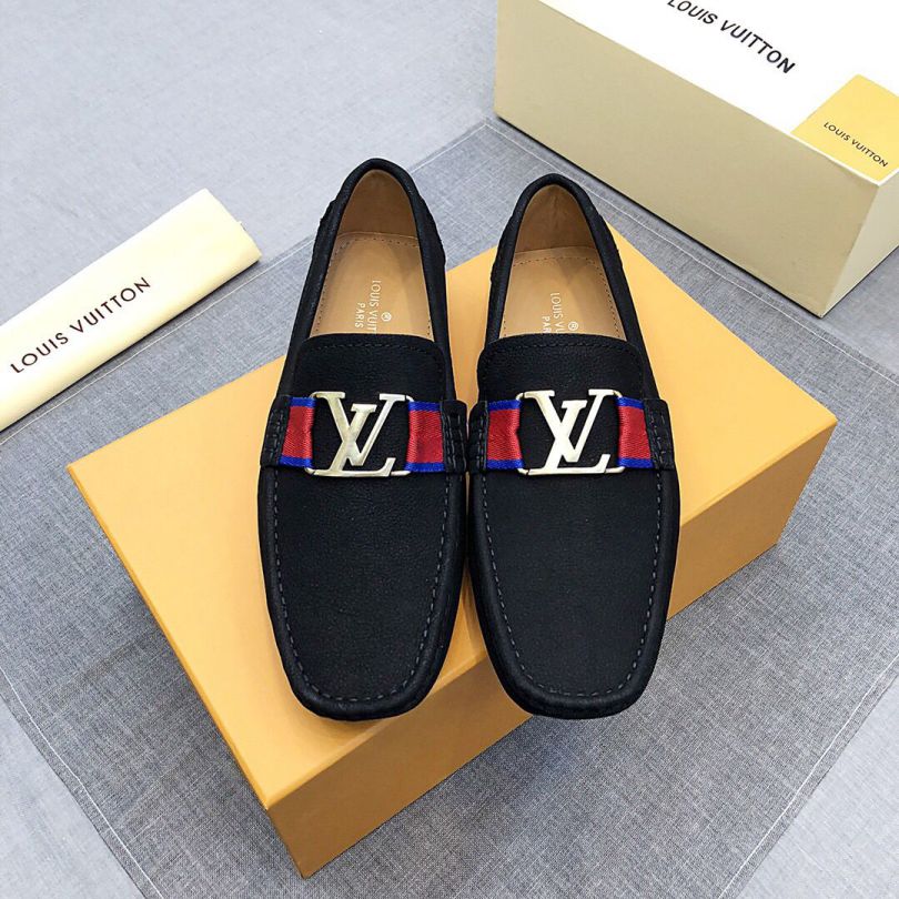 2019 LV Leather Apricot Men Loafers