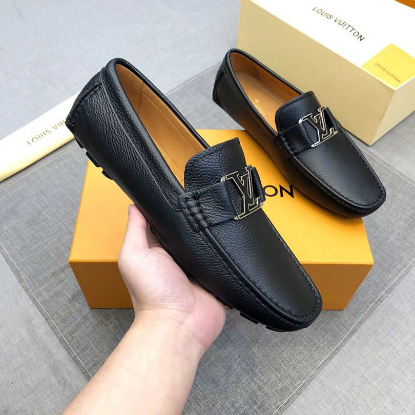 2019 LV Leather Apricot Men Loafers