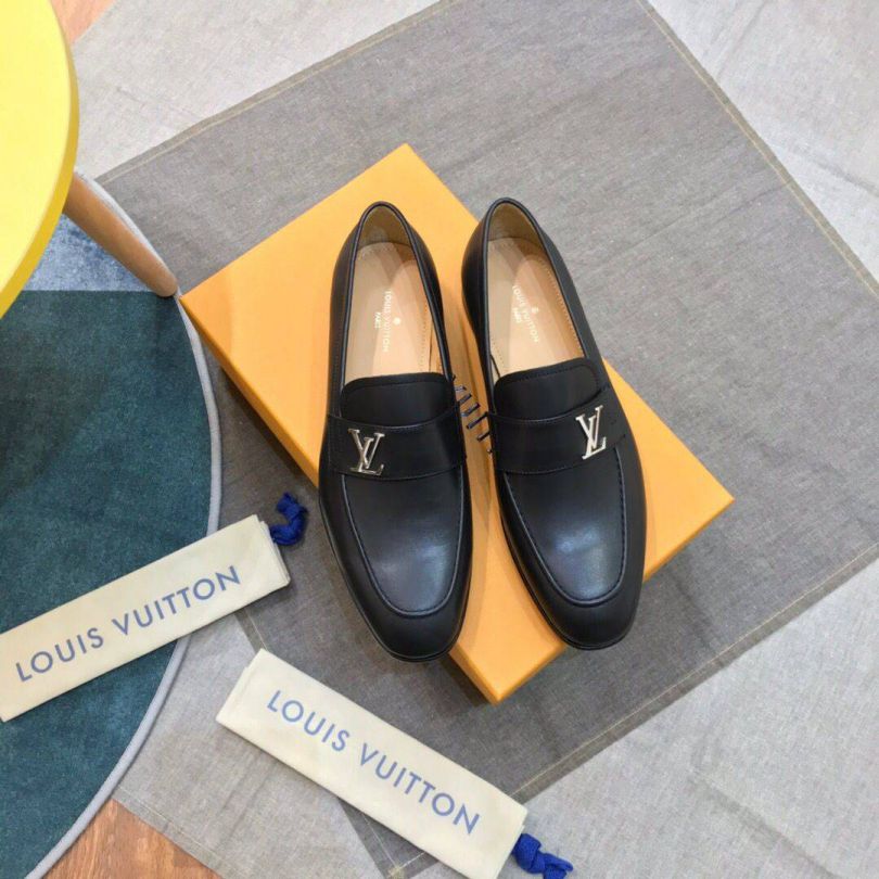 LV Black Men Leather Shoes