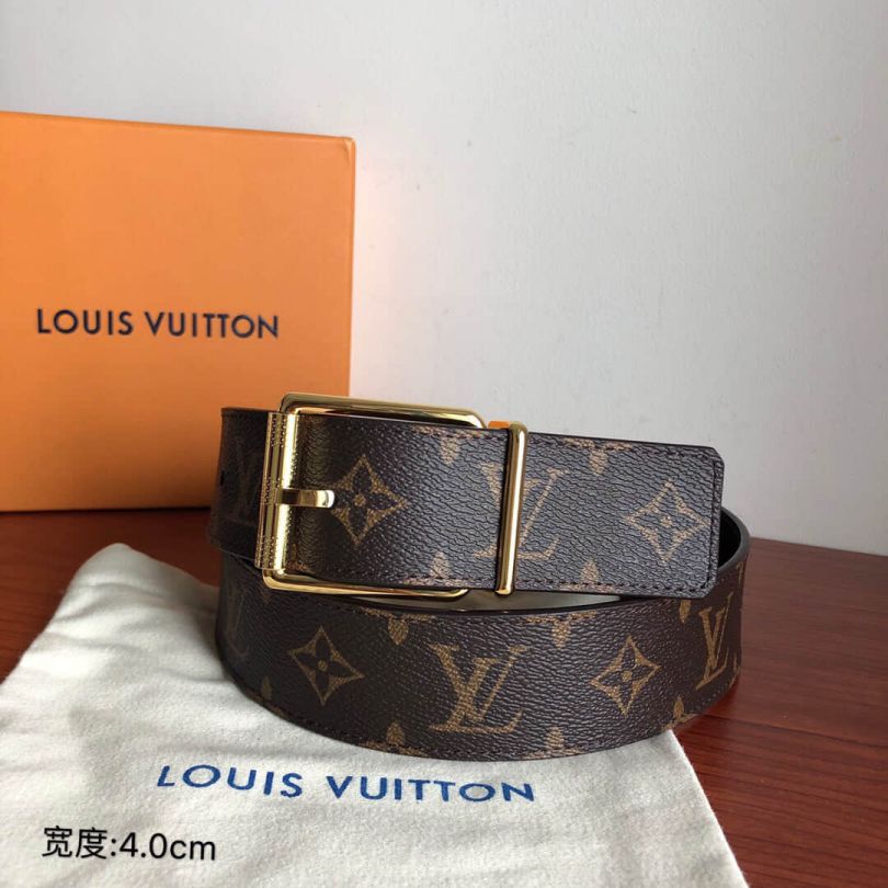 LV Damier Print 40mm Reversible Classic Metal Buckle Reversible Men Belts