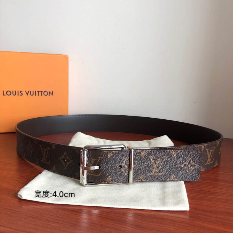 LV Damier Print 40mm Reversible Classic Metal Buckle Reversible Men Belts