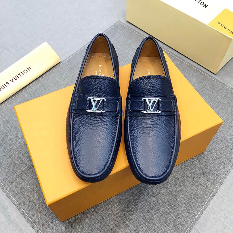 2019 LV Leather Apricot Men Loafers