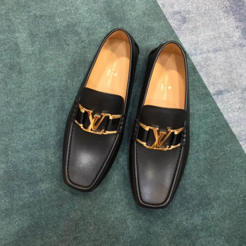 LV Black Men Leather Shoes