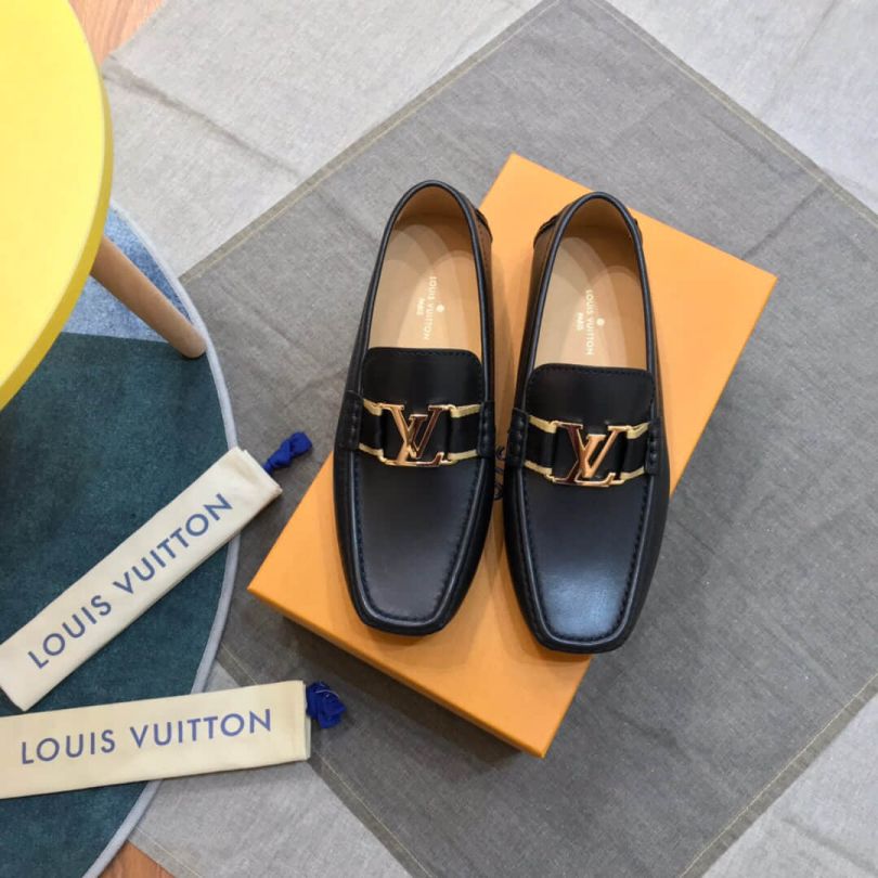 LV Black Men Leather Shoes