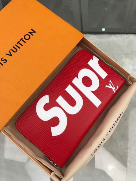 LV M42705 Supreme Red Epi Long Zip Wallets