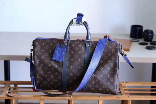 LV 2018ss Blue Shoulder Strap KEEPALL 45 M43856 Monogram Travel Bags