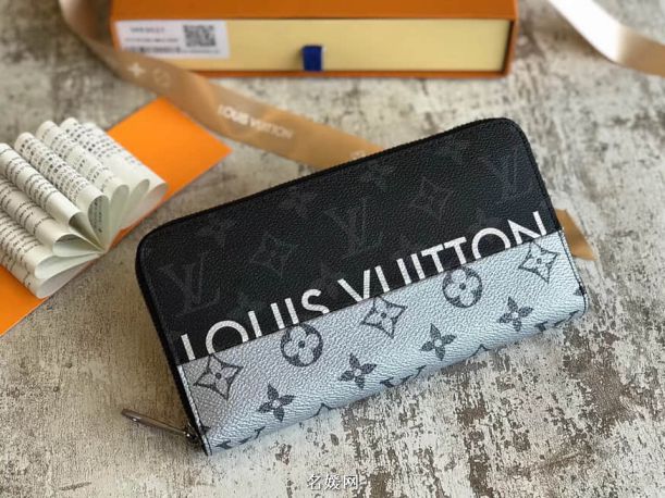 LV 2018 Black Grey ZIppy Zip Bi-Fold Wallets