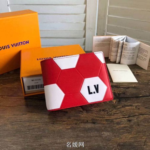 LV 2018ss World Cup Football Print Slender Bi-Fold M63228 Wallets