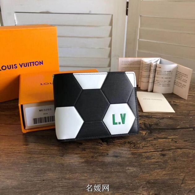 LV 2018ss World Cup Football Print Slender Bi-Fold M63293 Wallets