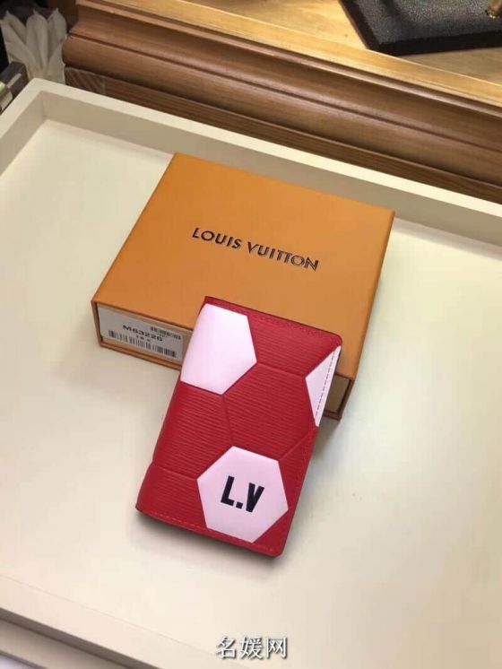 LV 2018ss World Cup Football Print Bi-Fold M63226 Card Holder