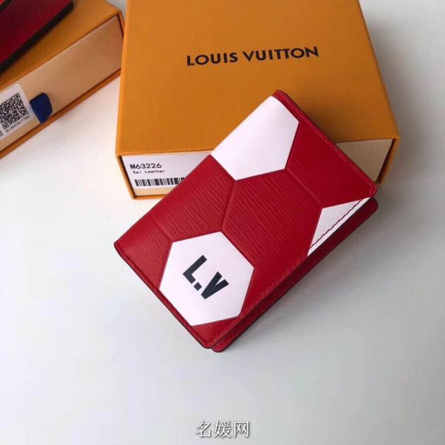 LV 2018ss World Cup Football Print Bi-Fold M63226 Card Holder