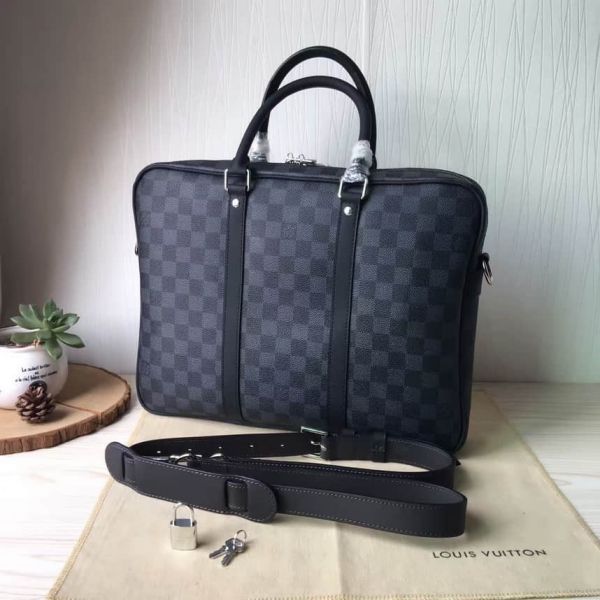 LV N41466 Men Black Small PORTE-DOCUMENTS VOYAGE Briefcases