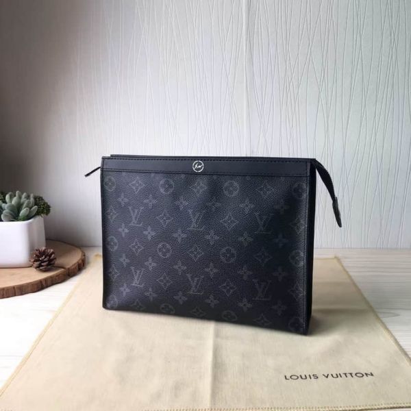 LV Hiroshi Fujiwara Fragment DaMeier Ebene Black Zip M61690 Clutch Bags