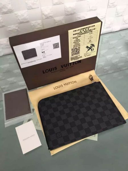 LV Men Canvas Zip POCHETTE JOUR Small N41502 Clutch Bags