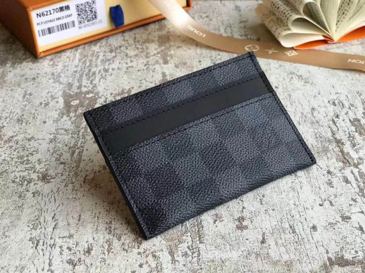 LV PORTE CARTES DOUBLE Black Card Holder