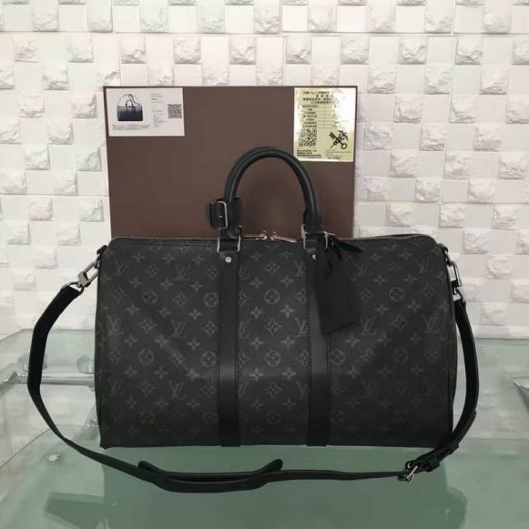 LV M40569 Keepall 45 Black Grey Monogram Eclipse Canvas Travel Bags