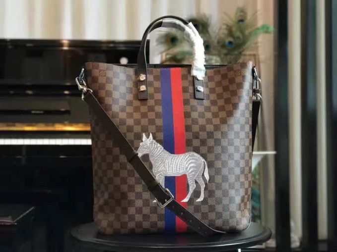 LV N42702 Atlas Tote Damier Ebene Canvas Zebra Print Briefcases