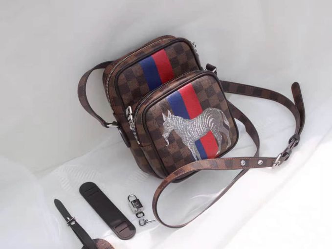 LV N42703 Amazone 22 Damier Ebene Canvas Print Zebra Crossbody Shoulder Bags