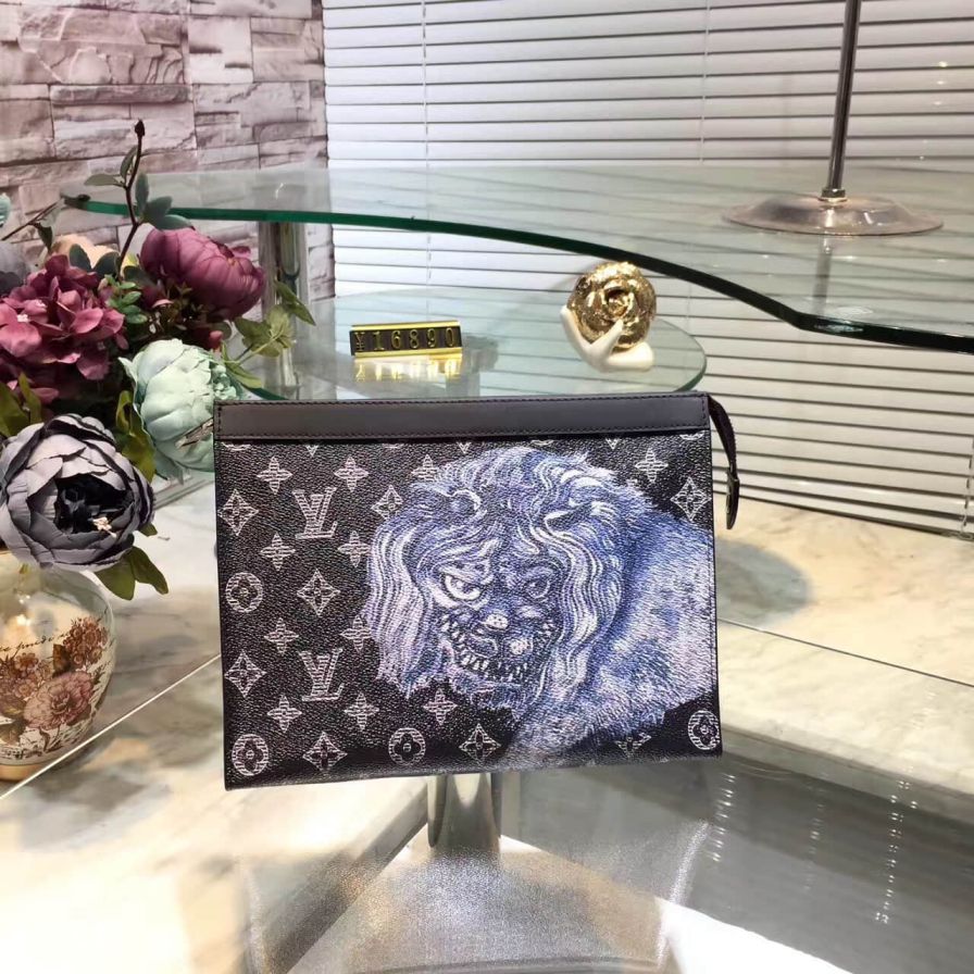 LV M66639 Pochette Voyage Medium Other Lion Print Clutch Bags