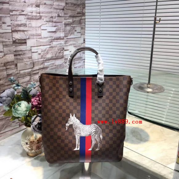 LV N42702 Atlas Tote Damier Ebene Print Briefcases