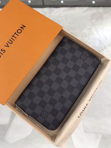 LV Damier Graphite Black Canvas ZIPPY ORGANIZER Zip Bi-Fold N63077 Wallets