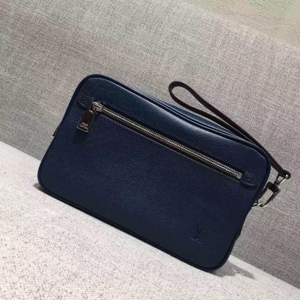 LV Navy Blue Taiga KASAI Men M33410 Clutch Bags