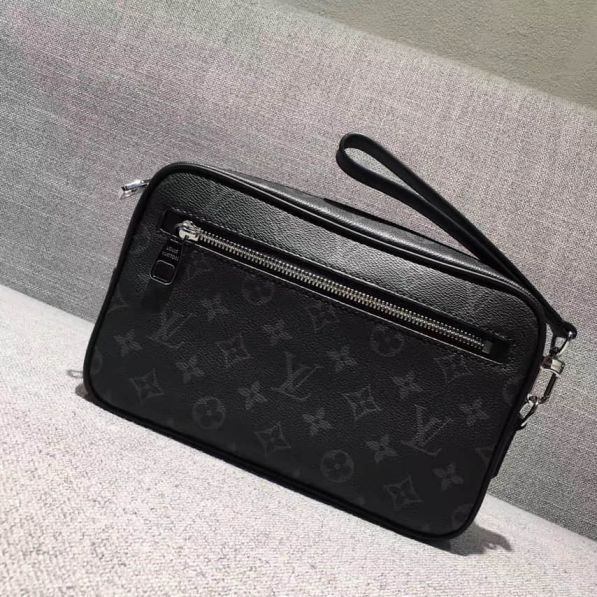 LV Black Grey KASAI Men Clutch Bags