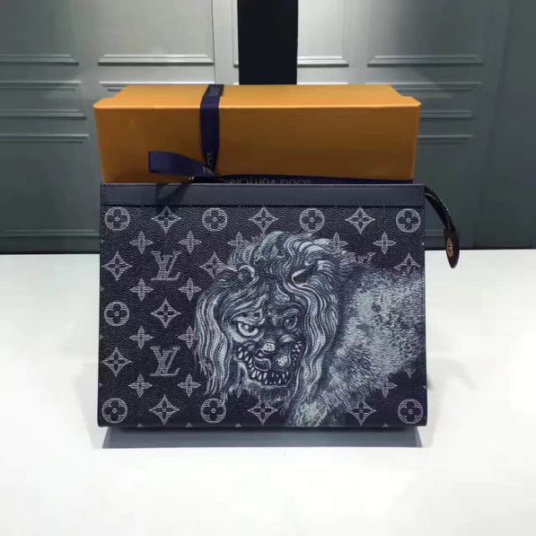 LV Canvas Lion Print Print POCHETTE VOYAGE Medium M66639 Clutch Bags