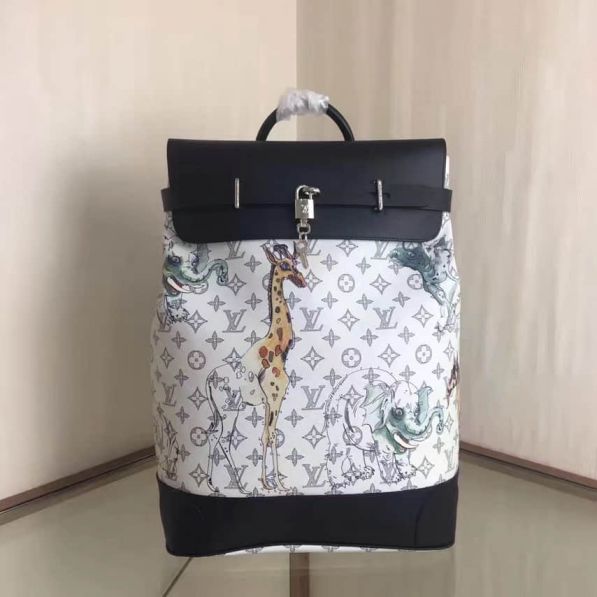 LV M43296 Giraffe Rhinoceros Elephants Print STEAMER Backpack Bags