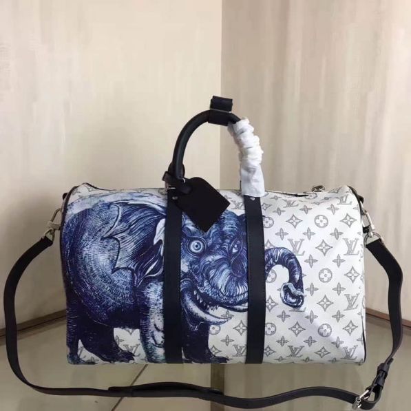 LV M54130 Monogram Elephants Print Canvas KEEPALL 45 Travel Bags