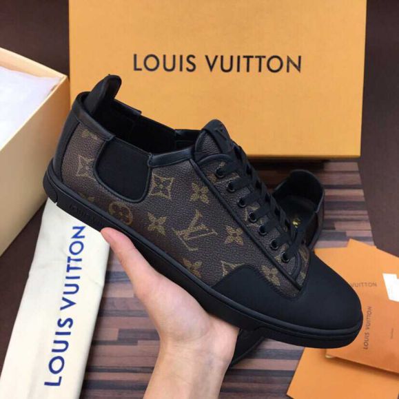 LV Monogram Men Casual Leather Shoes