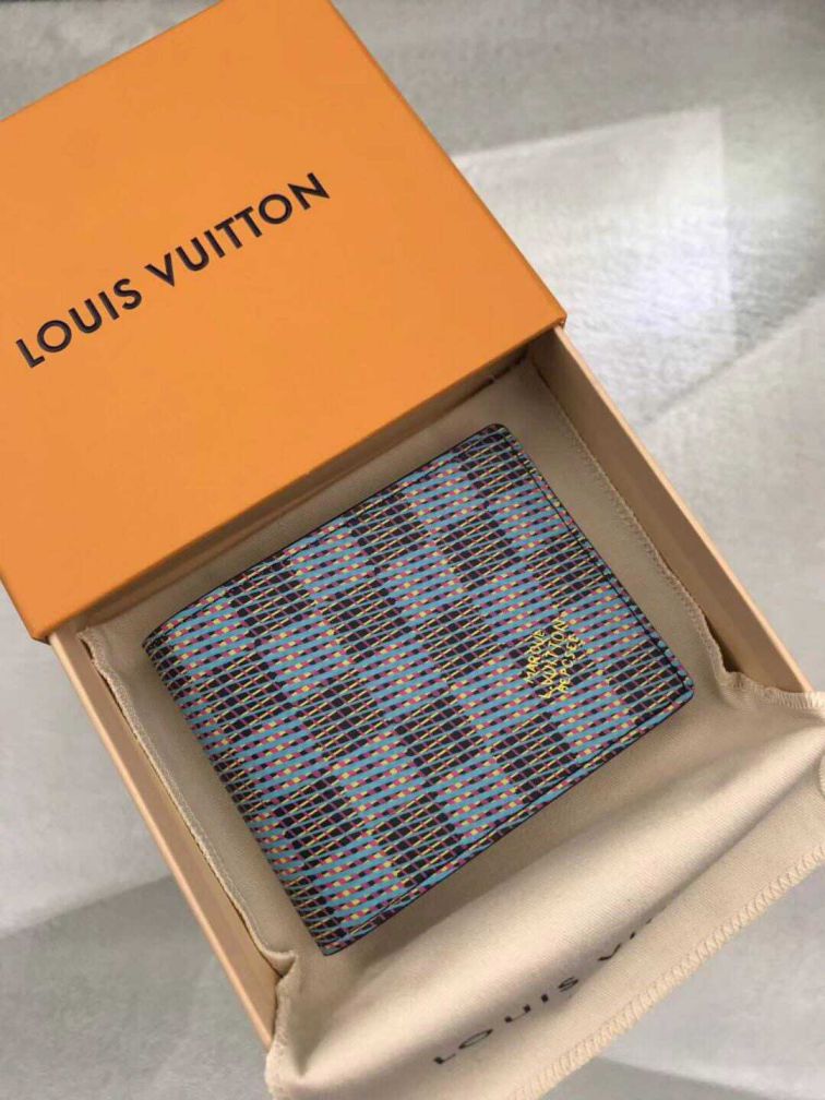 LV N63261 Blue Men Wallets