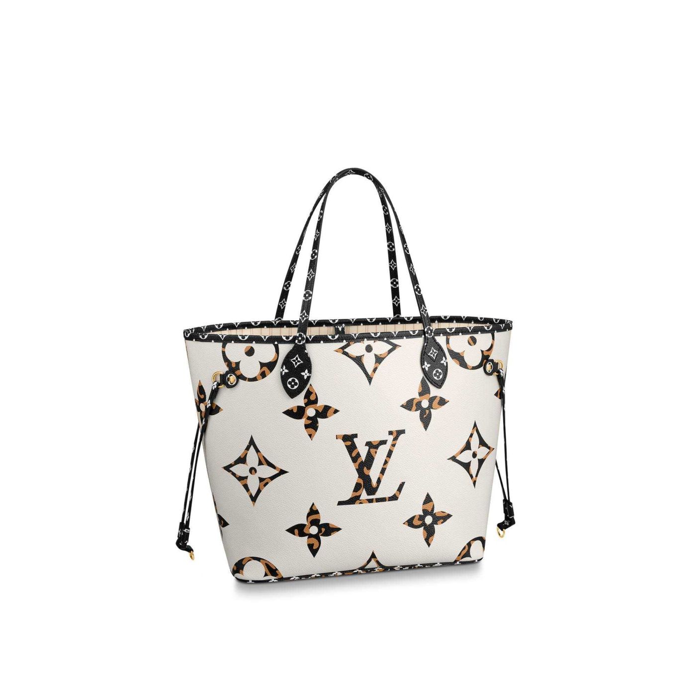 LV M44716 Leopard Neverfull Medium Women Shopping Bags