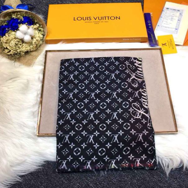 LV 100% Cashmere Monogram Women Scarves