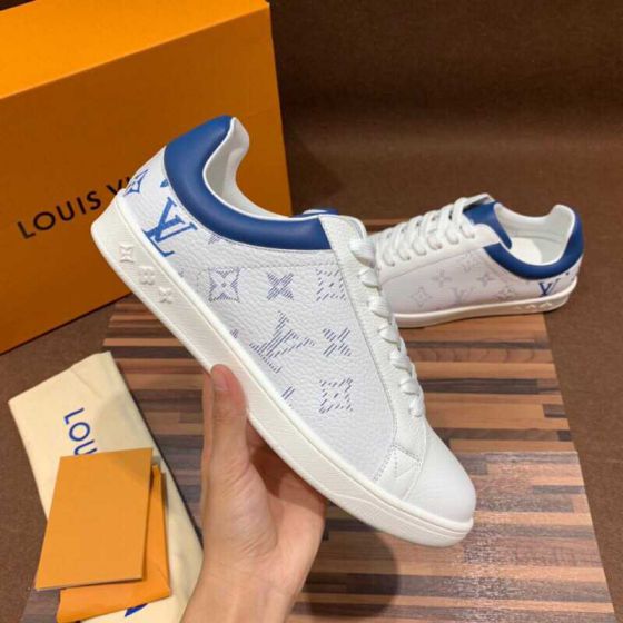 LV Men White Leather Sneakers