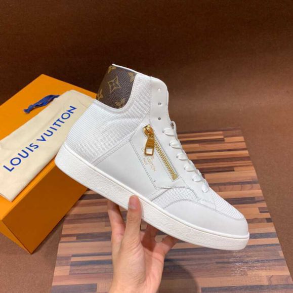 LV White Monogram Men High Sneakers