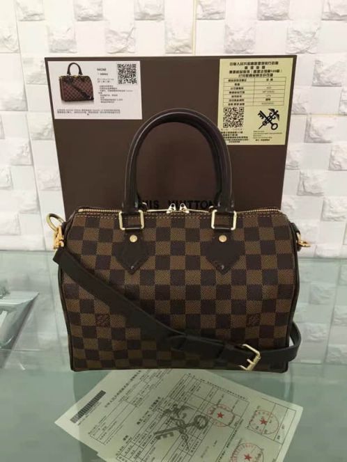 LV Tote Bags N41368 Speedy 25 Damier Ebene