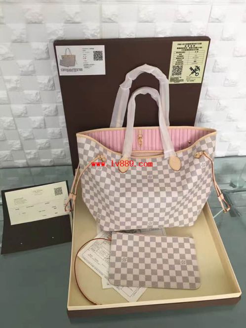 LV Shopping Bags N41605 Neverfull Damier Azur