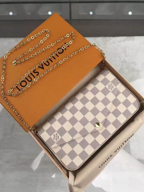 LV Shoulder Bags N63106 Pochette Felicie Damier Azur On Chain