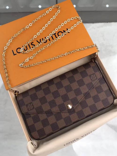 LV Shoulder Bags Pochette Felicie Damier Ebene Crossbody N63032