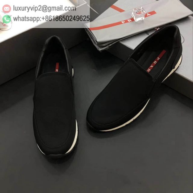 PRADA Black Men Causal Leather Shoes