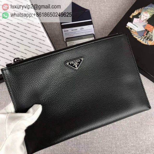 PRADA Leather 2NG005 Black Men Clutch Bags