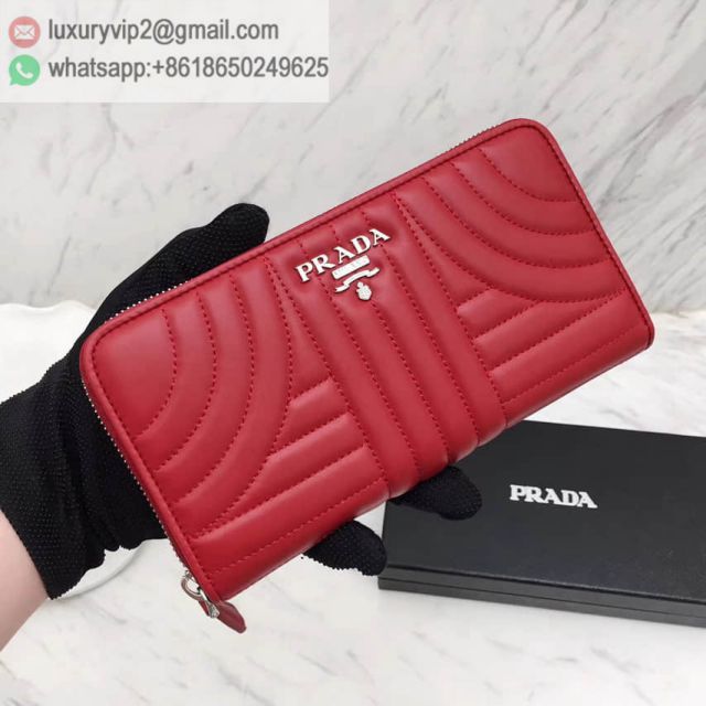 PRADA 16 Zip 1ML506 Red Women Wallets