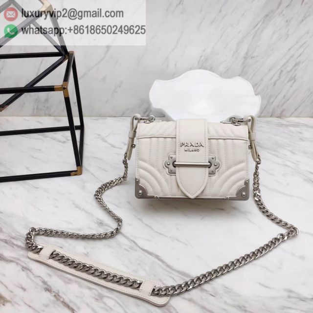 PRADA 1BH018 White Women Shoulder Bags