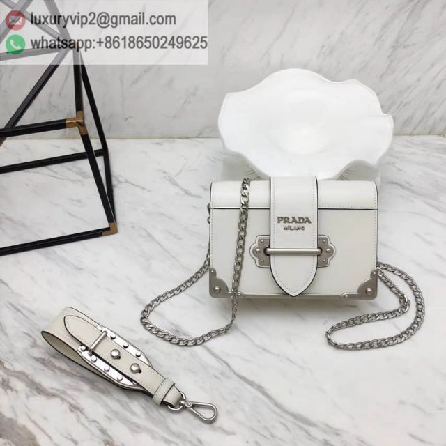 PRADA 2018 Cahier 1BH018 White Women Shoulder Bags